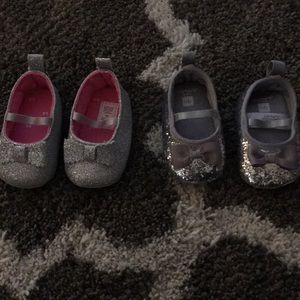 Set of Carter’s silver glitter shoes